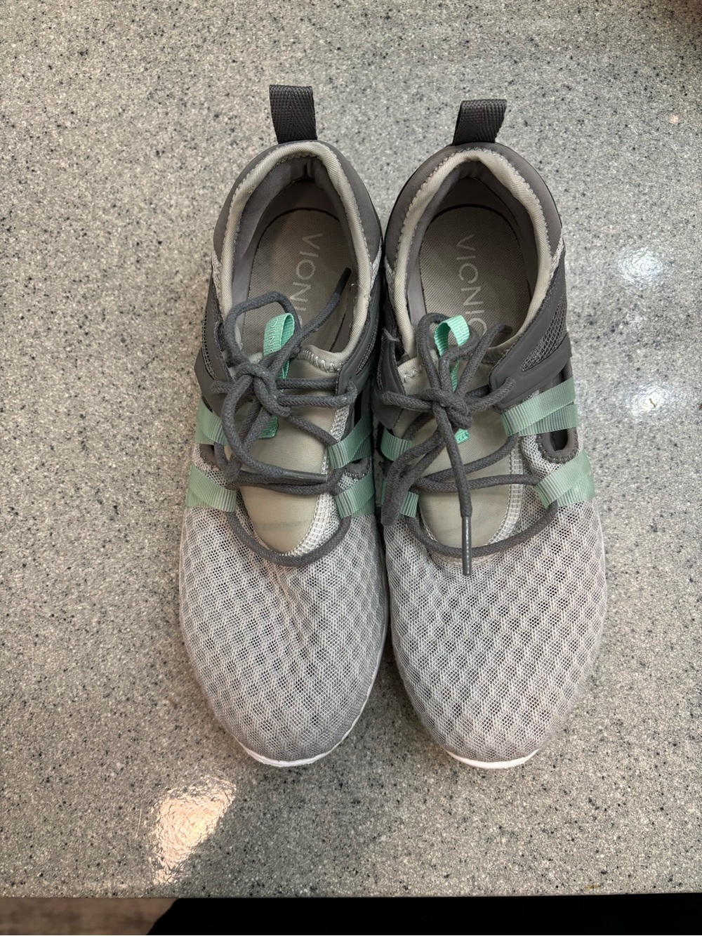 Vionic Gray Sneakers with Mint Green Straps